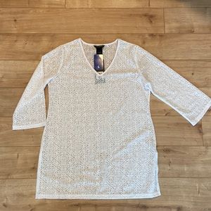 Mario Serrani white lace Swim Coverup